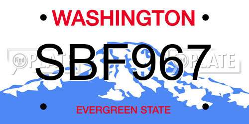 SBF967 Washington License Plate