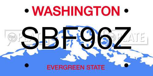 SBF96Z Washington License Plate