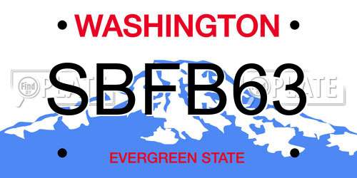 SBFB63 Washington License Plate