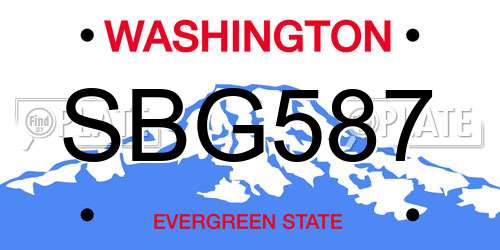 SBG587 Washington License Plate