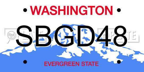 SBGD48 Washington License Plate