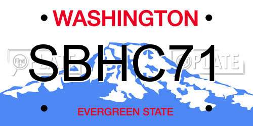 SBHC71 Washington License Plate