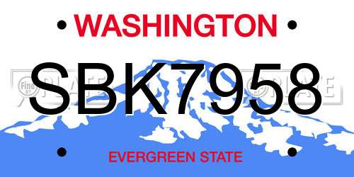 SBK7958 Washington License Plate