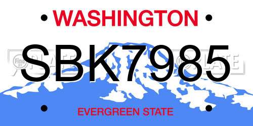 SBK7985 Washington License Plate
