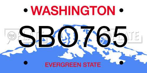 SBO765 Washington License Plate