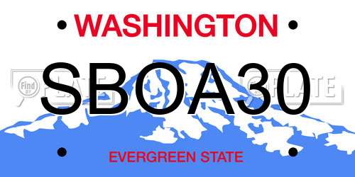 SBOA30 Washington License Plate