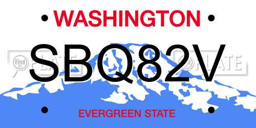 SBQ82V Washington License Plate