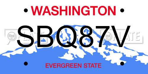 SBQ87V Washington License Plate