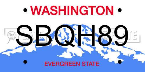 SBQH89 Washington License Plate