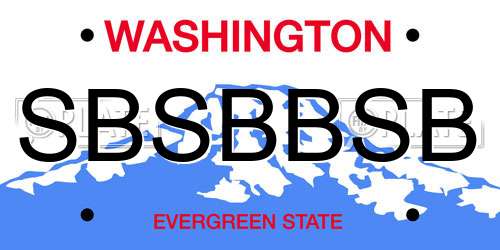 SBSBBSB Washington License Plate