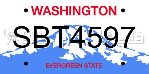 SBT4597 Washington License Plate