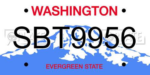 SBT9956 Washington License Plate