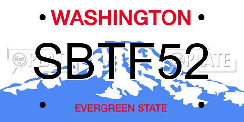 SBTF52 Washington License Plate