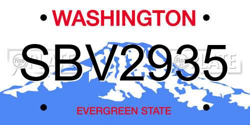 SBV2935 Washington License Plate