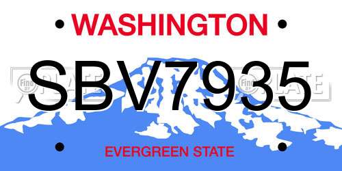 SBV7935 Washington License Plate
