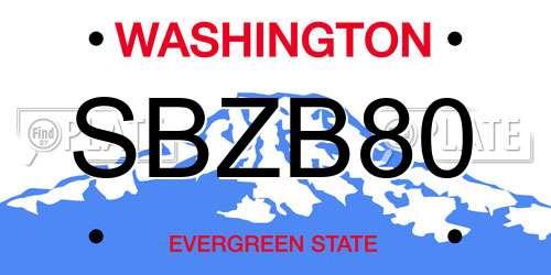 SBZB80 Washington License Plate