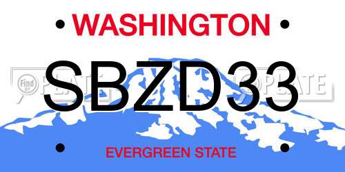 SBZD33 Washington License Plate