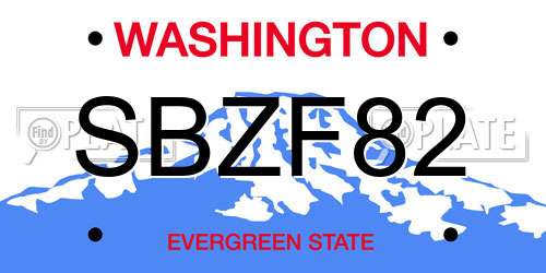 SBZF82 Washington License Plate