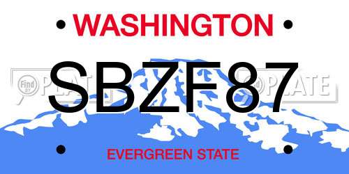 SBZF87 Washington License Plate