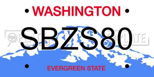 SBZS80 Washington License Plate