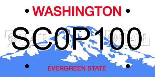 SC0P100 Washington License Plate