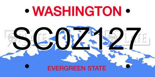 SC0Z127 Washington License Plate