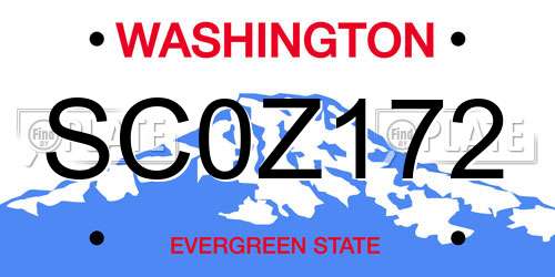 SC0Z172 Washington License Plate