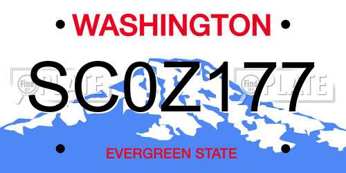 SC0Z177 Washington License Plate