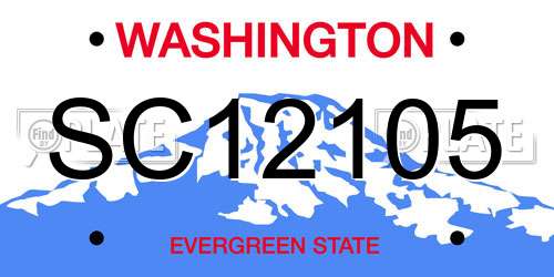 SC12105 Washington License Plate