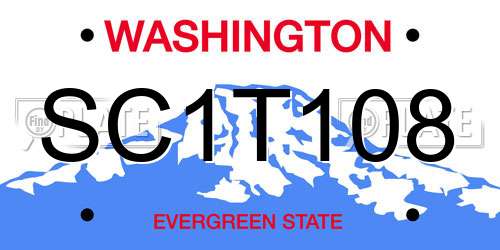SC1T108 Washington License Plate