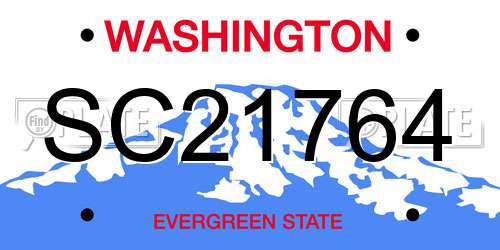 SC21764 Washington License Plate