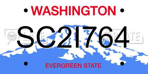 SC2I764 Washington License Plate