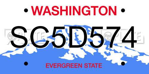 SC5D574 Washington License Plate