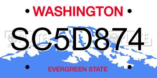 SC5D874 Washington License Plate