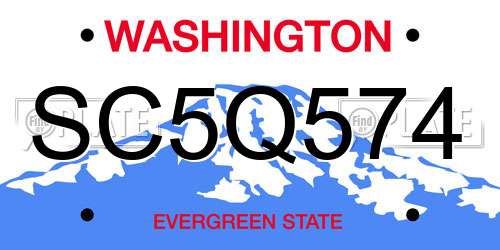 SC5Q574 Washington License Plate