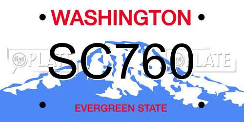SC760 Washington License Plate