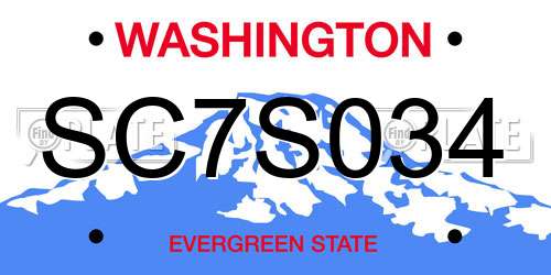 SC7S034 Washington License Plate