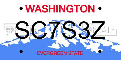 SC7S3Z Washington License Plate