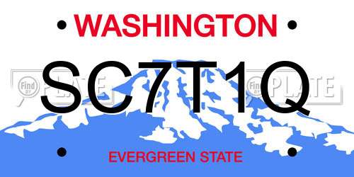 SC7T1Q Washington License Plate