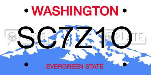 SC7Z1O Washington License Plate