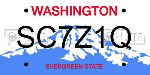 SC7Z1Q Washington License Plate