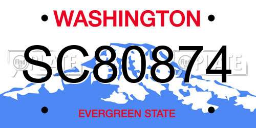 SC80874 Washington License Plate