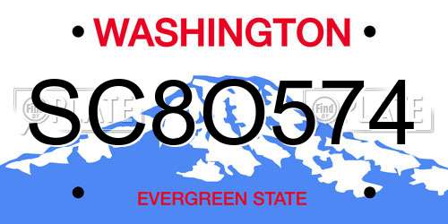 SC8O574 Washington License Plate
