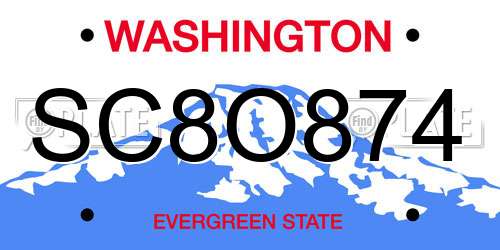 SC8O874 Washington License Plate