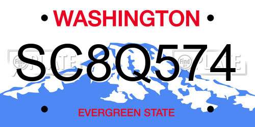 SC8Q574 Washington License Plate
