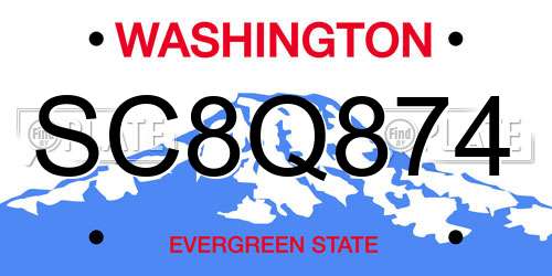 SC8Q874 Washington License Plate