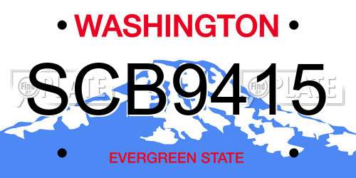 SCB9415 Washington License Plate