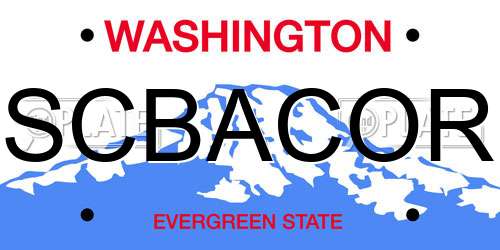 SCBACOR Washington License Plate