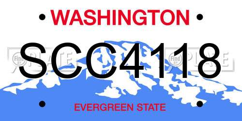 SCC4118 Washington License Plate