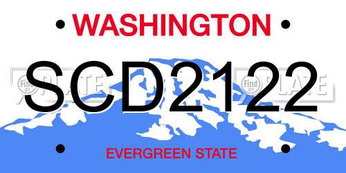 SCD2122 Washington License Plate